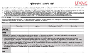 Apprenticeship Training Plan