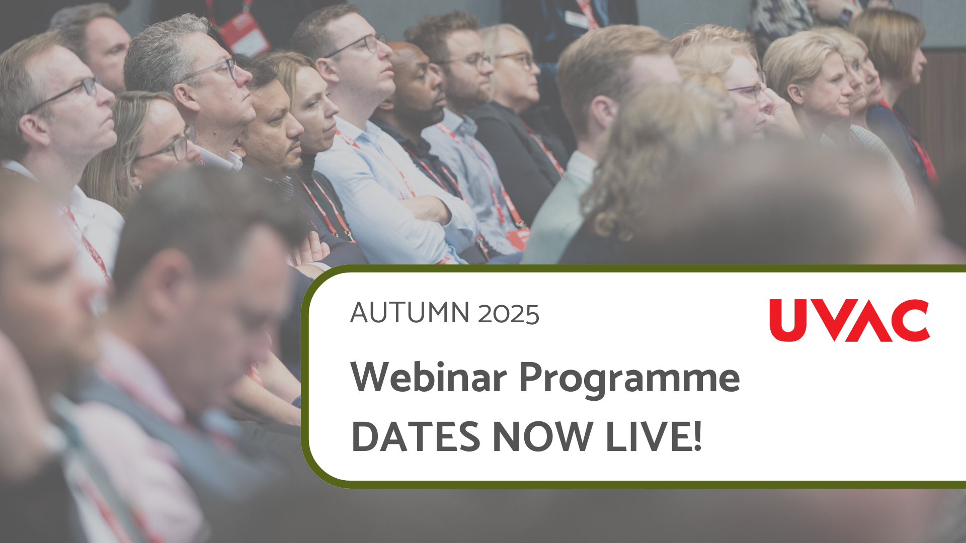 people sat at conference, text to announce UVAC webinars