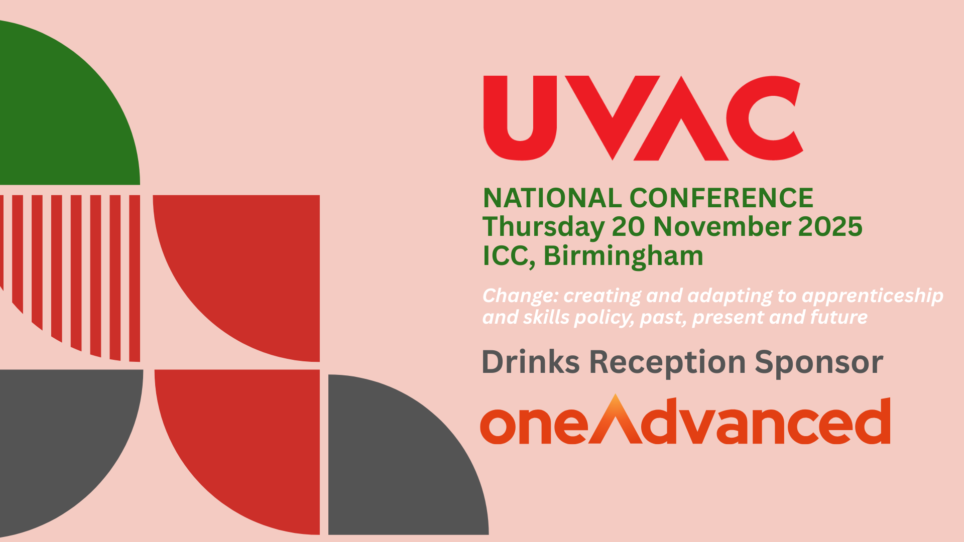 Series of quarter circles shapes and OneAdvance logo
